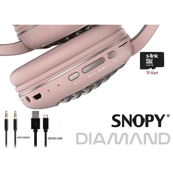 resimler/genel/Snopy SN-BT55 DIAMOND TF Kart Özellikli Beyaz Bluetooth Kulaklık