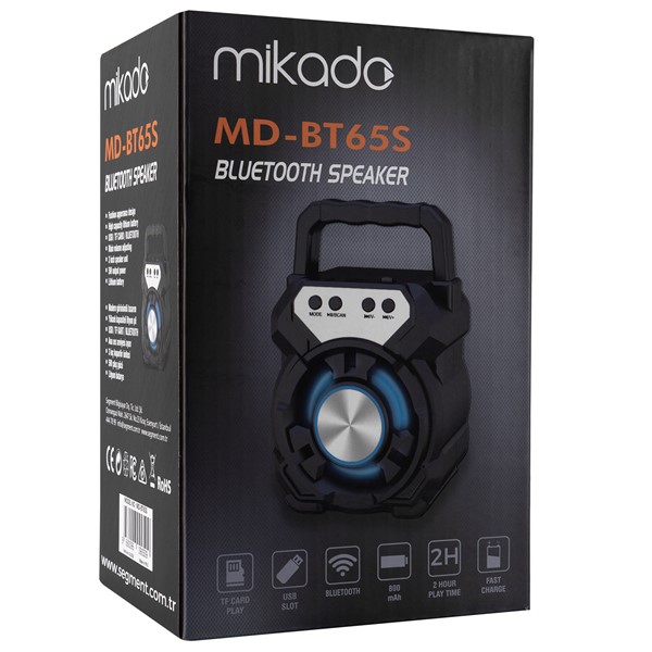 resimler/genel/Mikado MD-BT65S 5W 800mAh 3.7V Siyah USB/TF Cart / Bluetooth Taşınabilir Speaker Hoparlör