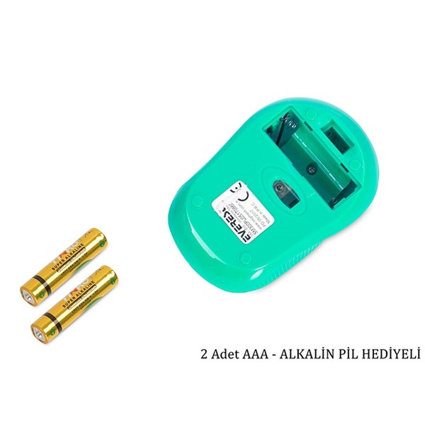 resimler/genel/Everest SM-300 Usb Yeşil 4D Optik Süper Sessiz Alkalin Pil Kablosuz Mouse