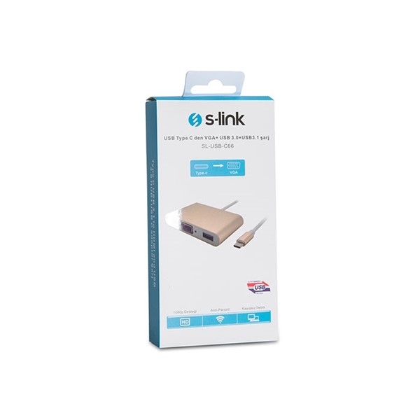 resimler/genel/S-LINK SL-USB-C66 0.15metre TYPE-C-USB 3.0_VGA Çevirici Adaptör Gold 4K
