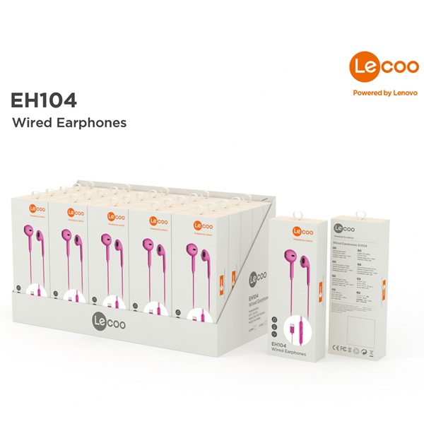 resimler/genel/LENOVO LECOO EH104PR Stereo 3.5mm Jack PEMBE Kulak İçi Mikrofonlu Kulaklık