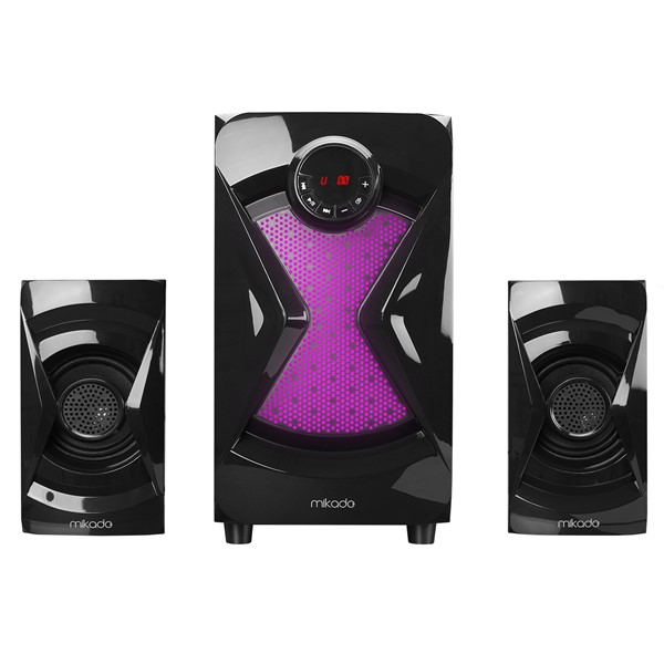 resimler/genel/Mikado MD-370BT 2+1 38W Siyah BT/AUX/USB/FM/LED Işıklı Multimedia Speaker