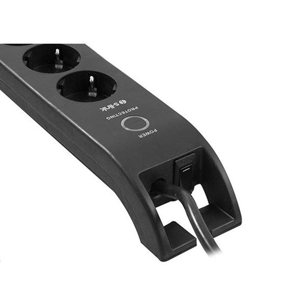 S-link SPG3040 2m 3G1.5mm2 900 Joule 4'lü Akım Korumalı Siyah Priz