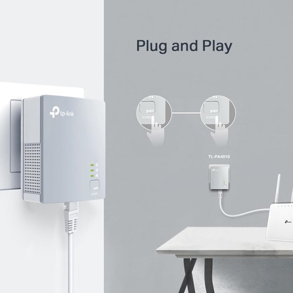 resimler/genel/TP-LINK TL-PA4010KIT 500mbps AV600 EV Ofis Tipi PowerLine Ağ Adaptörü Kutu Açık (Outlet) 2-li paket