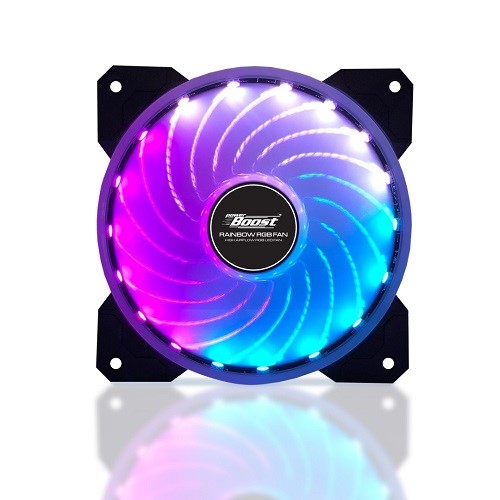 resimler/genel/PowerBoost 12cm Rainbow Siyah 18x LED RGB 3lü Kasa Fanı Kiti 6pin Hız Kontrollü