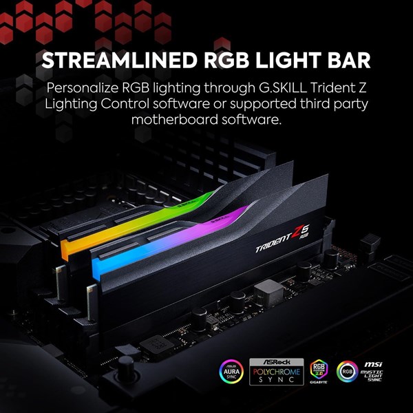 resimler/genel/GSKILL 64GB (2X 32GB) DDR5 5600MHZ CL28 RGB DUAL KIT PC RAM TRIDENT Z5 F5-5600J2834F32GX2-TZ5RK