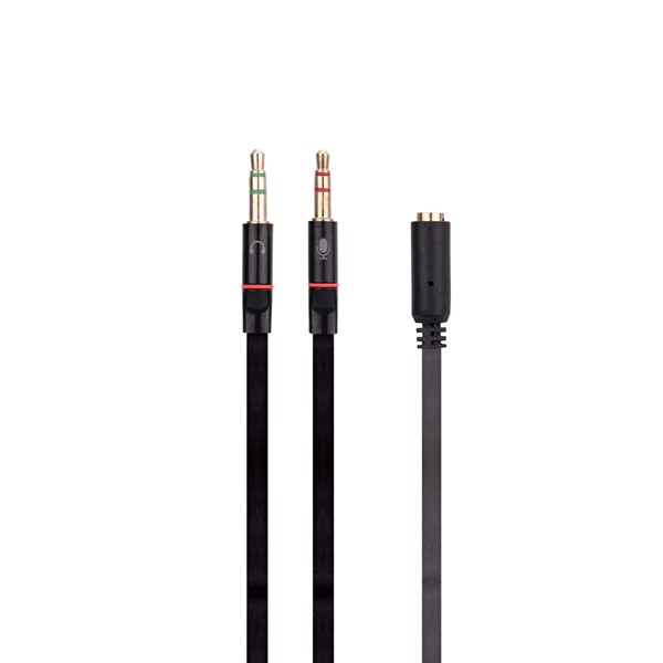 resimler/genel/Hytech HY-X78 Siyah 3.5mm to Audio + Mic 0.15m Kulaklık Çevirici