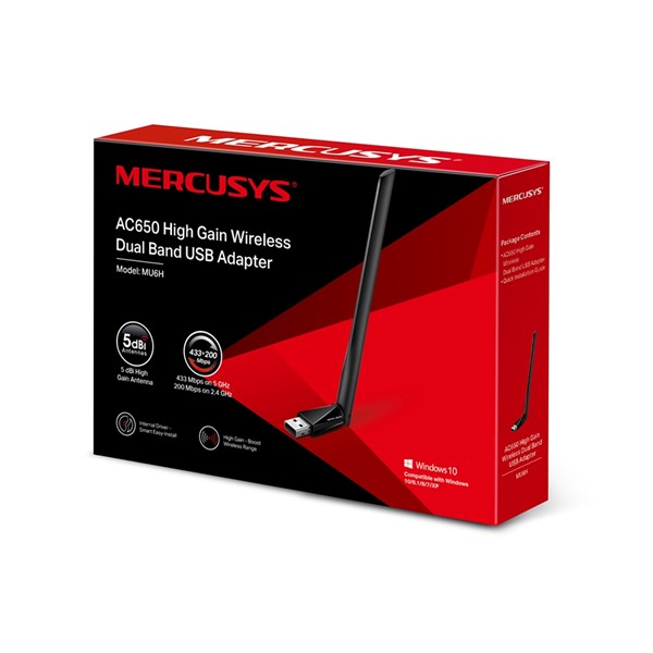resimler/genel/MERCUSYS MU6H AC650 Dual Band USB 3.0 Kablosuz Adaptör