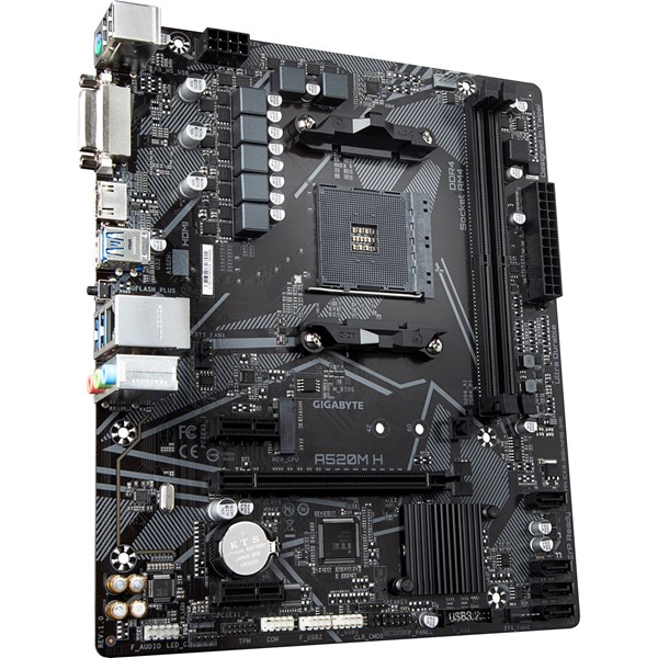 resimler/genel/GIGABYTE A520M-H DDR4 M2 PCIe NVME HDMI DVI PCIe 16X v4.0 AM4 mATX