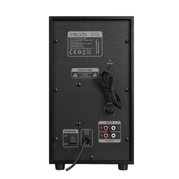 resimler/genel/Mikado MD-370BT 2+1 38W Siyah BT/AUX/USB/FM/LED Işıklı Multimedia Speaker