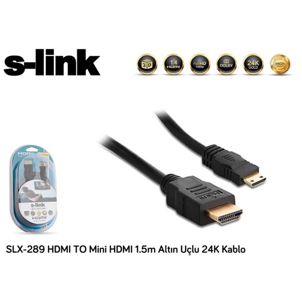 resimler/genel/S-link SLX-289 HDMI TO Mini HDMI 1.5m Altın Uçlu 24K Kablo