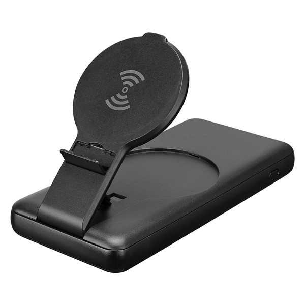 resimler/genel/S-link P110 10000mAh PRM PD22.5W+QC3.0 Magsafe 15W Kablosuz Standlı Siyah Taşınabilir Pil Şarj Cihazı Powerbank