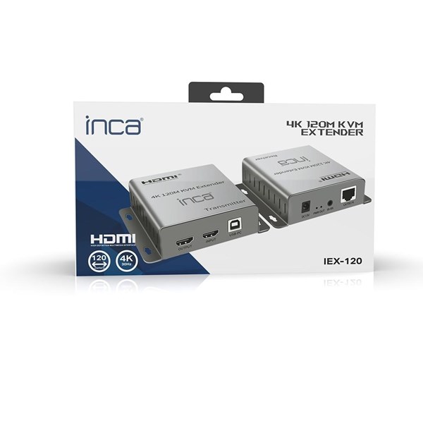 resimler/genel/INCA 1port IEX-120 1port HDMI (giriş) 1port Ethernet (Cat6) 4K HDMI Repeater 120metre mesafeye kadar
