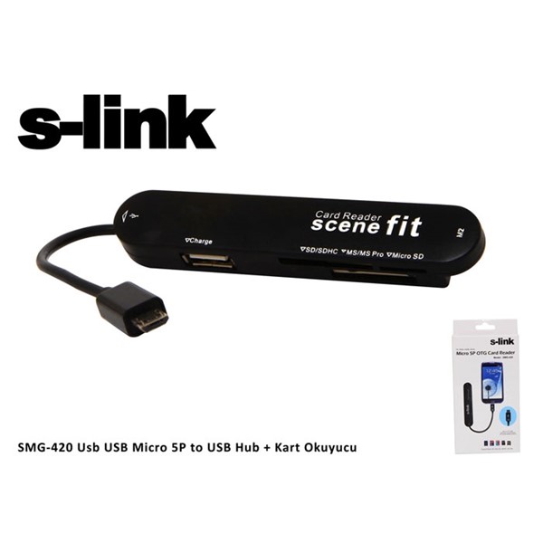 resimler/genel/S-link SMG-420 Usb USB Micro 5P to USB Hub + Kart Okuyucu