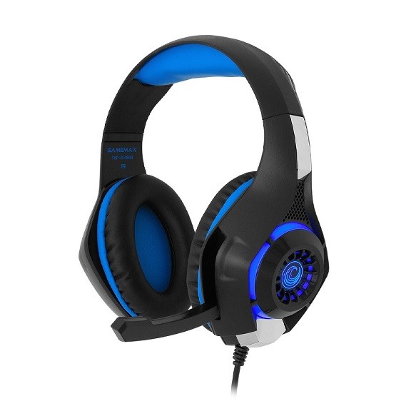 resimler/genel/GAMEMAX FHP-G1460B Stereo USB 3.5mm Jack Led Aydınlatma Siyah/Mavi Gaming Mikrofonlu Kulaklık