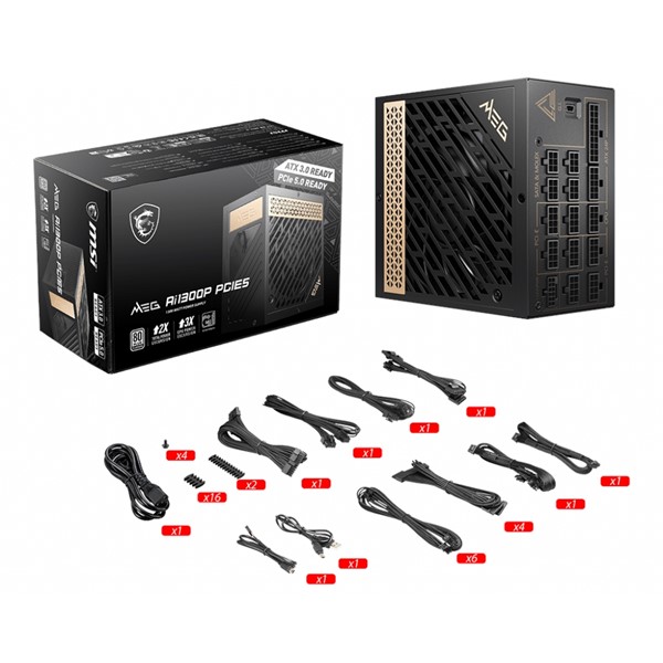 resimler/genel/MSI 1300W 80+ PLATINUM MEG AI1300P PCIE 5.0 TAM MODÜLER POWER SUPPLY