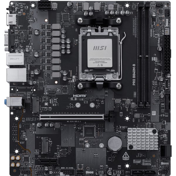 resimler/genel/MSI PRO B840M-B DDR5 HDMI PCIe 16X v4.0 AM5 mATX