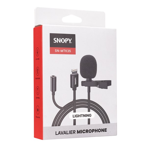 resimler/genel/Snopy SN-MTK35 Siyah Lightning Tik-Tok Akıllı Telefon Kulaklık Çıkışlı Yaka Mikrofonu