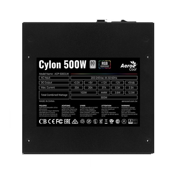 resimler/genel/AEROCOOL 500W 80+ AE-CYLNP500 12cm Fanlı Aktif PFC Power Supply