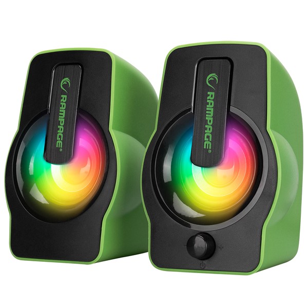 resimler/genel/Rampage RMS-G7 FALSETTO 2.0 6 Watt RGB Ledli Yeşil Multimedia Gaming USB Speaker