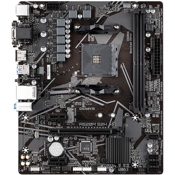 resimler/genel/GIGABYTE A520M-S2H DDR4 M2 PCIe NVME HDMI DVI PCIe 16X v4.0 AM4 mATX