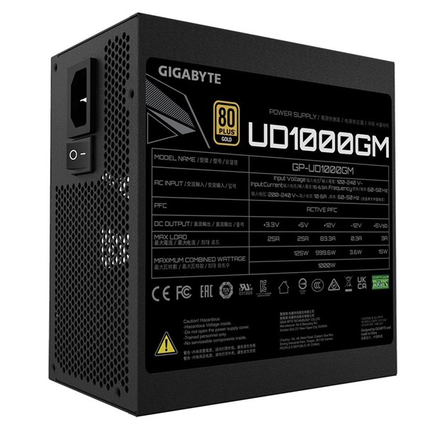 GIGABYTE 1000W 80+ GOLD GP-UD1000GM PG5 PCIE 5.0 Tam Modüler Power Supply