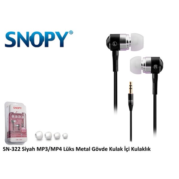 resimler/genel/Snopy SN-322 Kulak İçi Kulaklık MP3/MP4 Lüks Metal Gövde Siyah