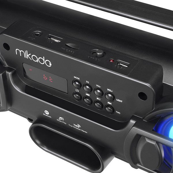 resimler/genel/Mikado MD-BT38 Freestyle Siyah Işıklı BT/TF/USB/AUX/TWS Kablosuz MP3 Oynatıcı Hoparlör