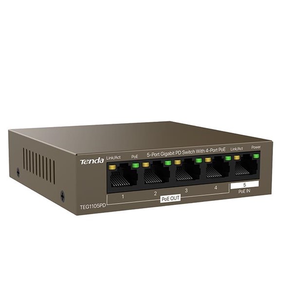 resimler/genel/TENDA 5port 30w 4port PoE TEG1105PD GIGABIT Yönetilemez Switch