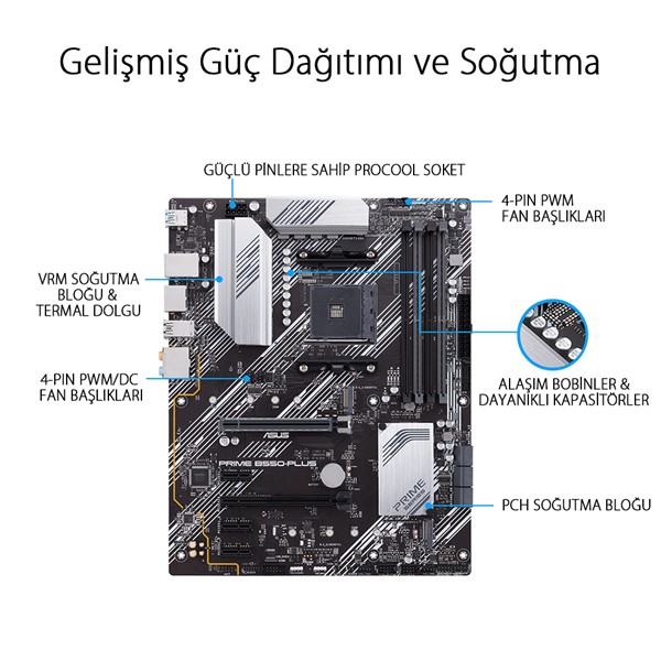 resimler/genel/ASUS PRIME B550-PLUS DDR4 M2 PCIe NVME HDMI DVI DP PCIe 16X v4.0 AM4 mATX