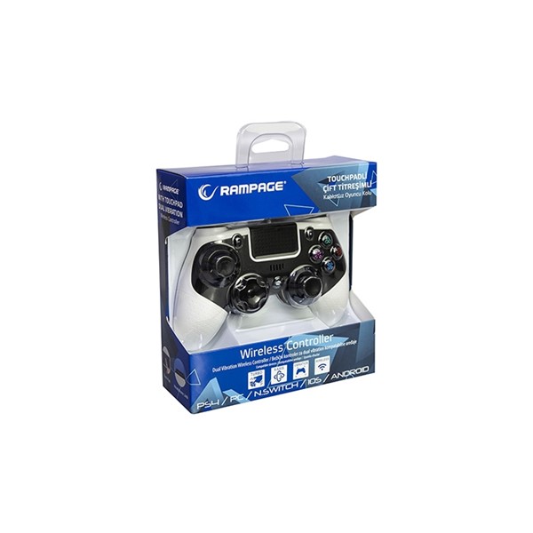 resimler/genel/Snopy Rampage SG-RPS4 PLUS Beyaz Bluetooth Çift Titreşimli PS4-Gamepad Joypad