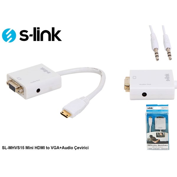 resimler/genel/S-link SL-MHVS15 Mini HDMI to VGA+Audio (Yeni Versiyon) Çevirici