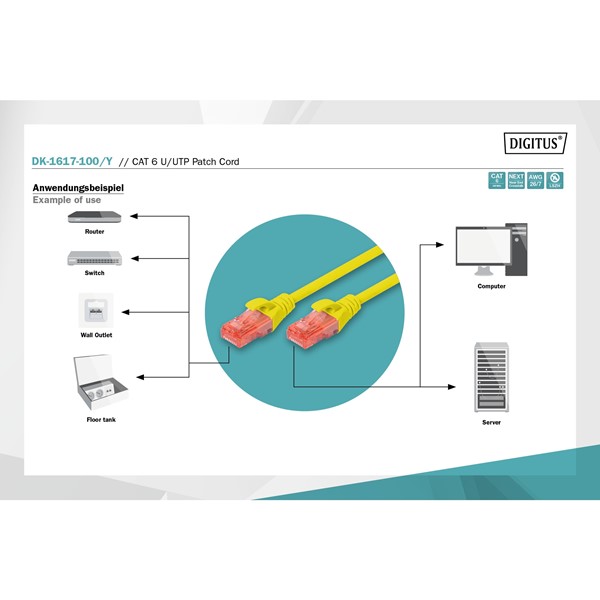 resimler/genel/DIGITUS 10m CAT6 Utp DK-1617-100/Y Sarı Patch Kablo