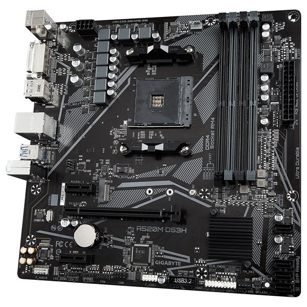 resimler/genel/GIGABYTE A520M-DS3H DDR4 M2 PCIe NVME HDMI DVI DP PCIe 16X v3.0 AM4 mATX