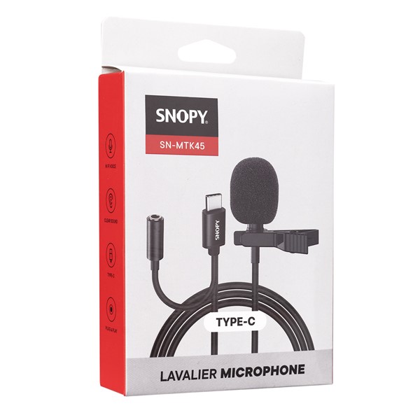 resimler/genel/Snopy SN-MTK45 Siyah TypeC Tik-Tok Akıllı Telefon Kulaklık Çıkışlı Yaka Mikrofonu