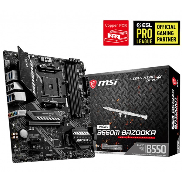 resimler/genel/MSI MAG B550M BAZOOKA DDR4 M2 PCIe NVME HDMI DP PCIe 16X v4.0 AM4 mATX