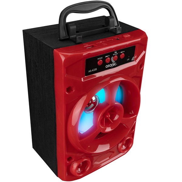 resimler/genel/Asonic AS-A33K Kırmızı 3W - DC 5V Bluetooth-Usb-Aux -TF Cardlı Speaker Hoparlör
