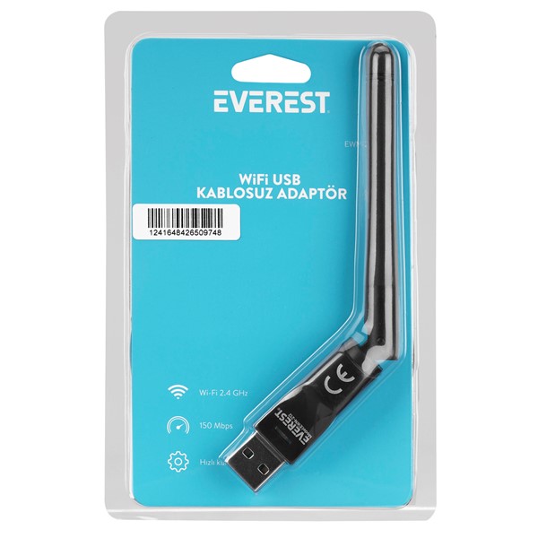 resimler/genel/Everest EWN-212 150Mbps 2.4GHz 2dBi MT7601 Chipset Wifi Usb Kablosuz Adaptör