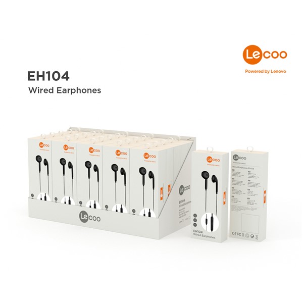 resimler/genel/LENOVO LECOO EH104B Stereo 3.5mm Jack Siyah Kulak İçi Mikrofonlu Kulaklık