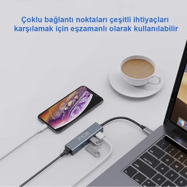 resimler/genel/INCA IUTP-03T Gigabit TYPEC-USB 3.0 Ethernet 3x USB Çoklayıcı