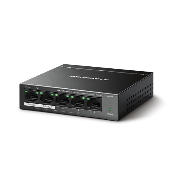 resimler/genel/MERCUSYS 5port MS105GP Gigabit 4port 30W PoE Switch