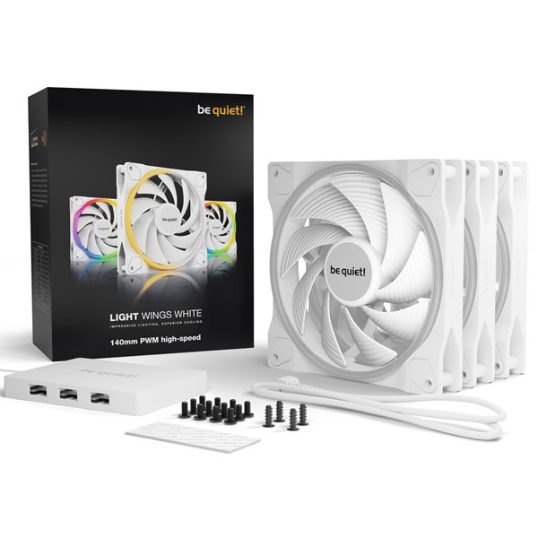 resimler/genel/Be Quiet! Light Wings White 140Mm Pwm  Premium Argb Kasa Fanı  4-Pin 3-lü Paket - BL103