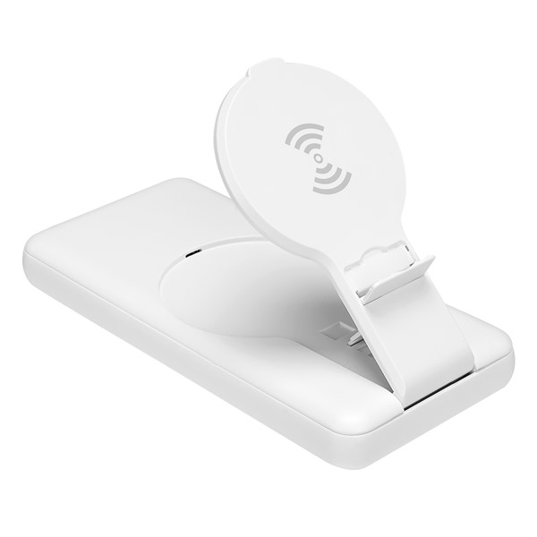 resimler/genel/S-link P110 10000mAh PRM PD22.5W+QC3.0 Magsafe 15W Kablosuz Standlı Beyaz Taşınabilir Pil Şarj Cihazı Powerbank
