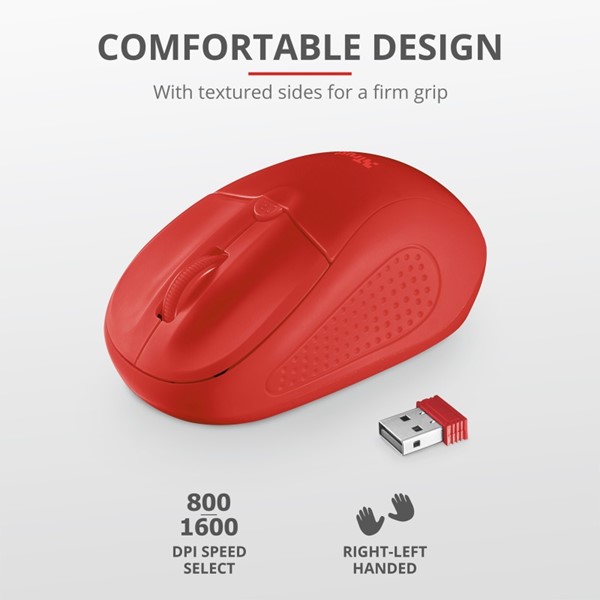 resimler/genel/Trust Primo 20787 Usb 1600 Dpı Kırmızı Kablosuz Mouse