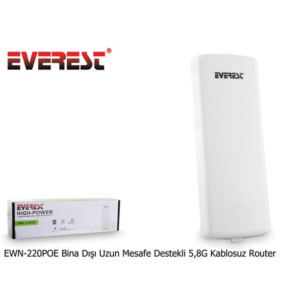 resimler/genel/Everest EWN-220POE Bina Dışı Uzun Mesafe Destekli 5,8Ghz 300Mbps Repeater + Access Point Kablosuz Router