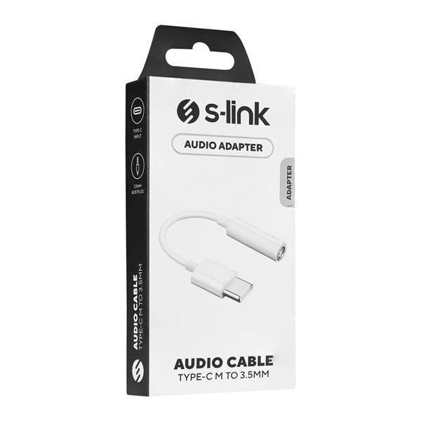 resimler/genel/S-link SL-TA50 Beyaz Type-C M to 3.5mm Audio F 20cm Çevirici
