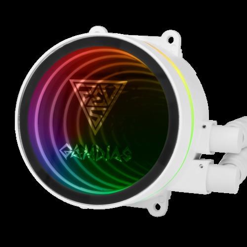 resimler/genel/GAMDIAS 240MM CHIONE M3-240W RGB AM5-1700 SIVI SOĞUTMALI İŞLEMCİ FANI BEYAZ
