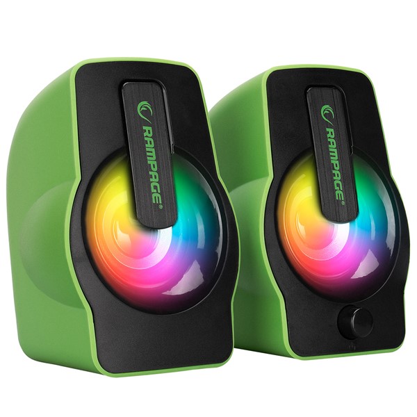 resimler/genel/Rampage RMS-G7 FALSETTO 2.0 6 Watt RGB Ledli Yeşil Multimedia Gaming USB Speaker
