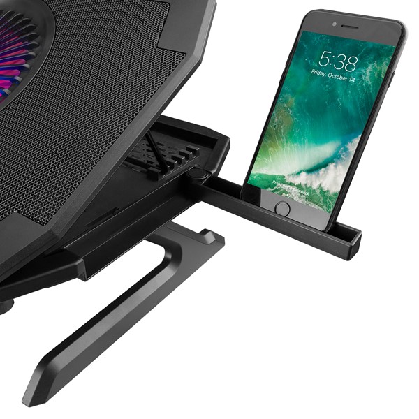 resimler/genel/Rampage AD-RC21 X-CooL Siyah 5 Fanlı 10''-18'' RGB Işıklı Notebook Soğutucu Stand