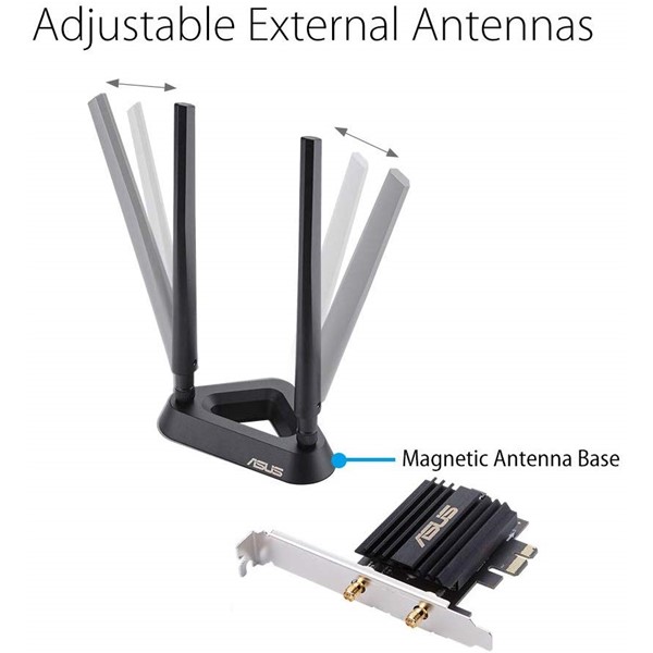 resimler/genel/ASUS PCE-AX58BT AX3000 Dual Band PCIe Kablosuz Adaptör,Bluetooth